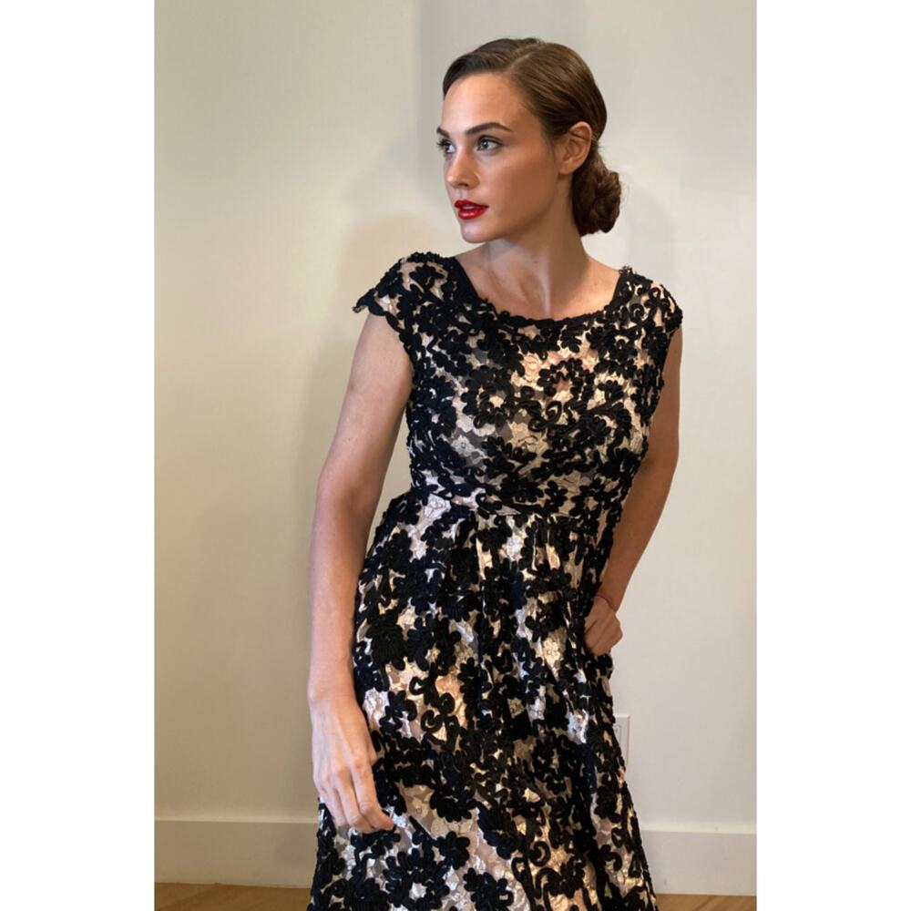 Yoana Baraschi Lace Dress Black Hi low Pretty Party Cocktail Wedding Prom Sz 2
